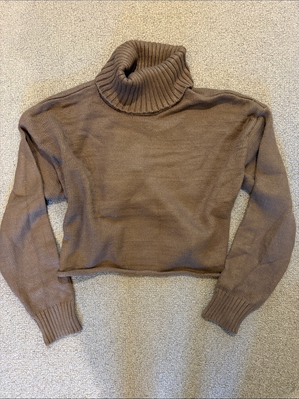 Garage: Cropped Turtleneck Sweater in Taupe